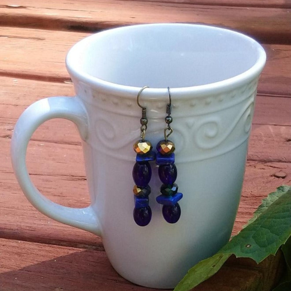 Blue and Bronze Earrings